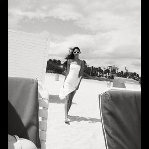 ZARA White linen blend dress